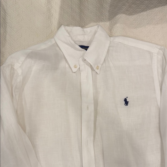 Ralph Lauren White Dress Shirt Classic Linen Design - Picture 3 of 5